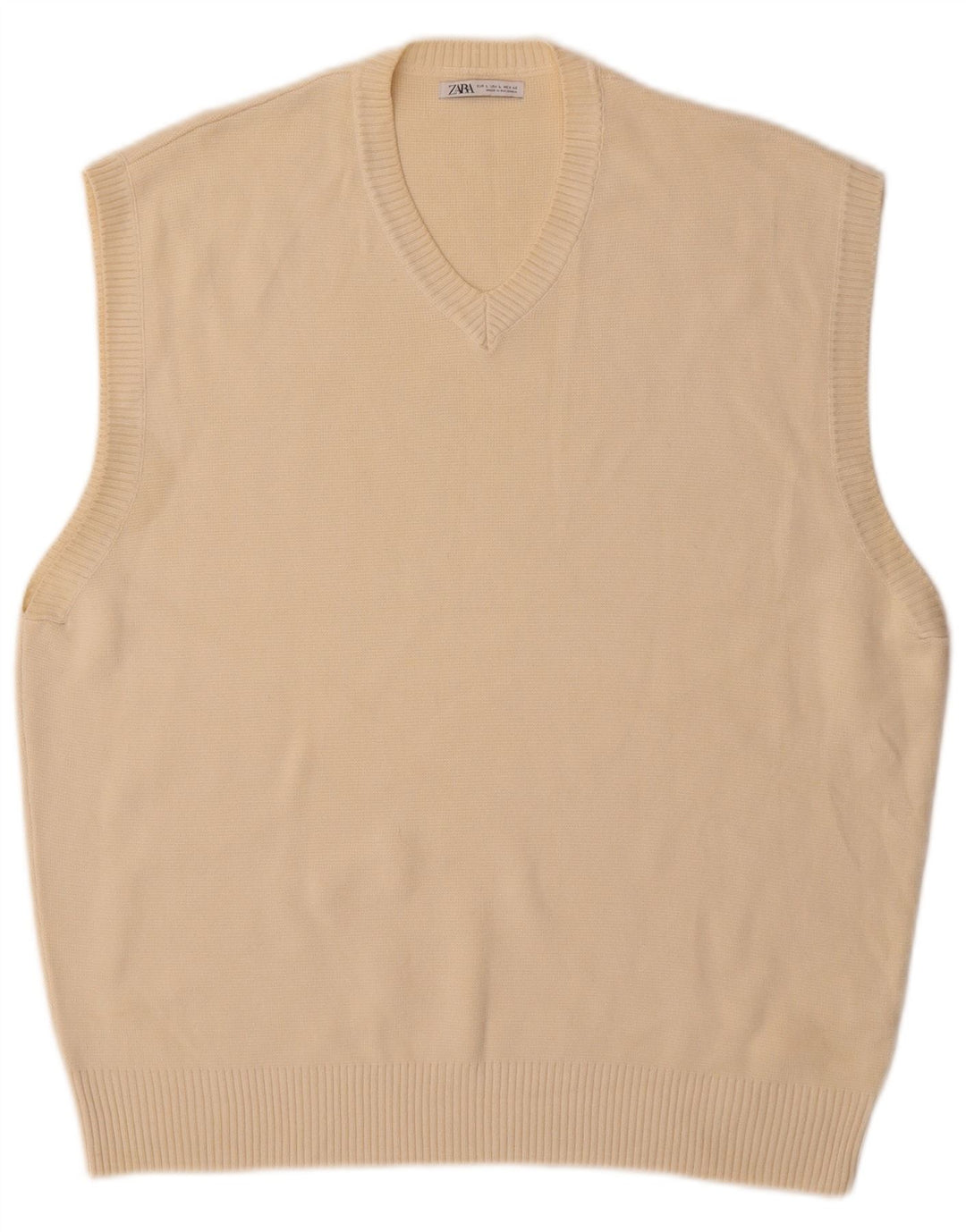 Zara Ανδρικό Γιλέκο Tank Top Μεγάλο Μπεζ Βαμβακερό