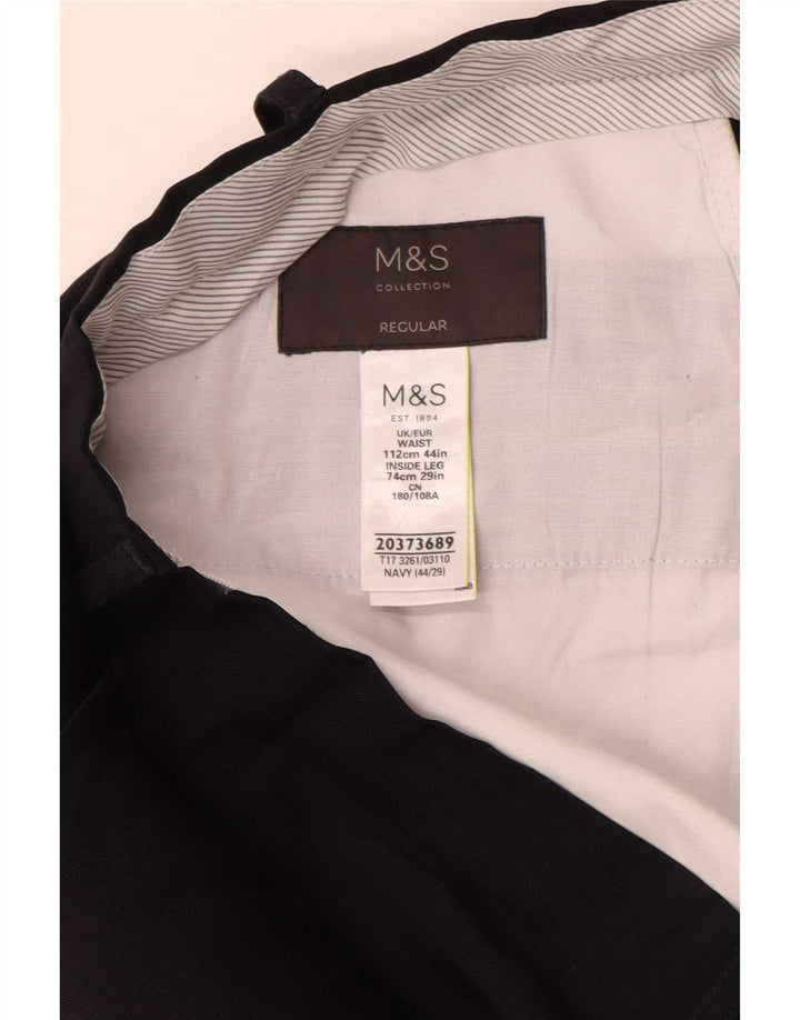 Ανδρικό παντελόνι με κανονική εφαρμογή Marks & Spencer W44 L27 Navy Blue Polyester