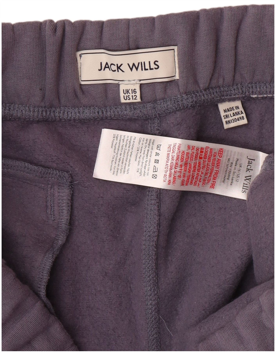 JACK WILLS Γυναικεία αθλητική φόρμα παντελόνι Joggers UK 16 μεγάλο μωβ βαμβακερό