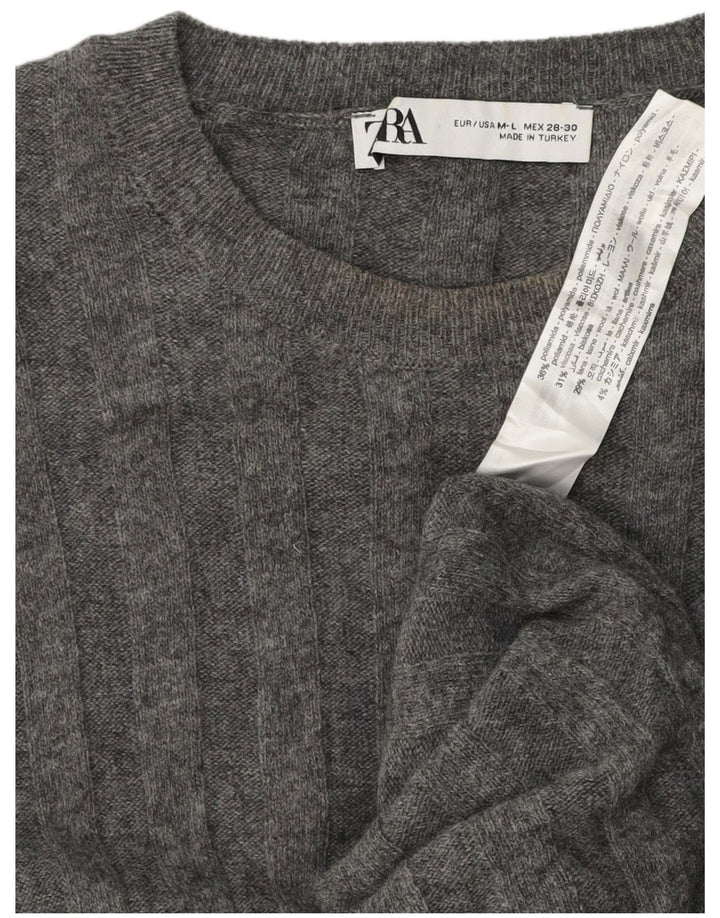 Zara Γυναικείο Longline Oversized πουλόβερ με λαιμόκοψη UK 16 Large Grey