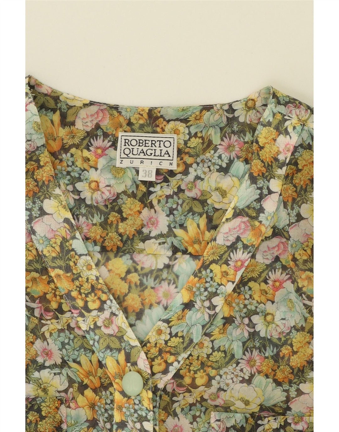 VINTAGE Womens Short Sleeve Shirt Blouse EU 38 Medium Multicoloured Floral Vintage Vintage and Second-Hand Vintage from Messina Hembry 