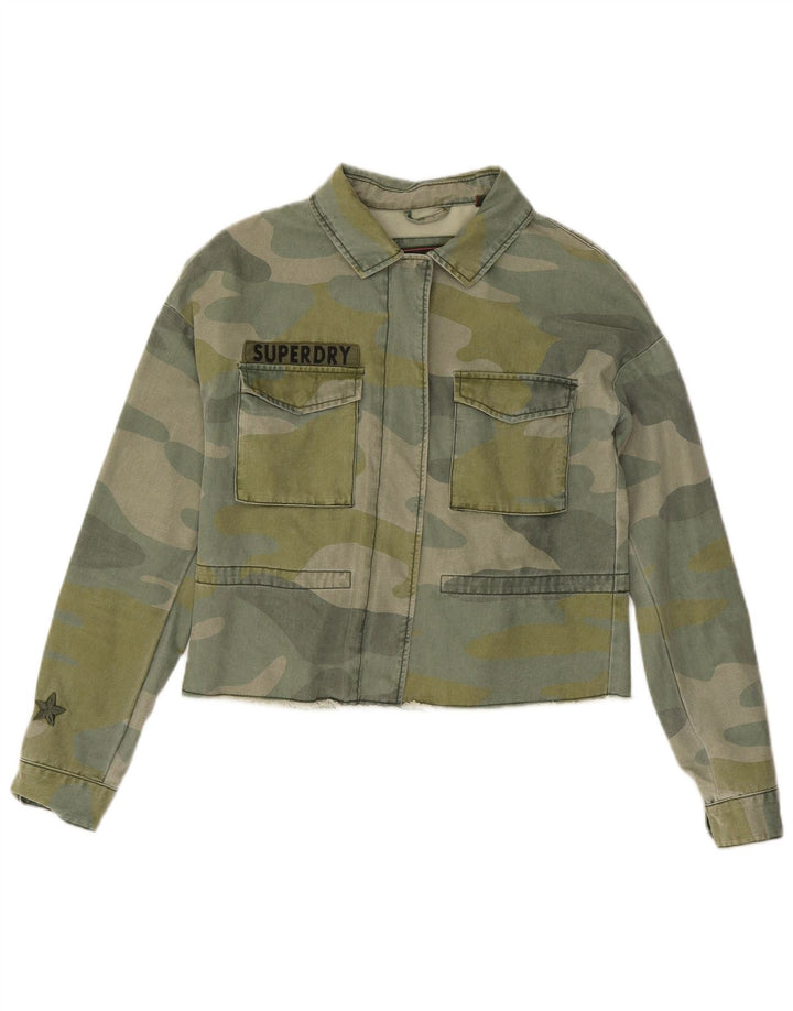 Superdry Γυναικείο Crop τζιν μπουφάν UK 10 Small Khaki Camouflage