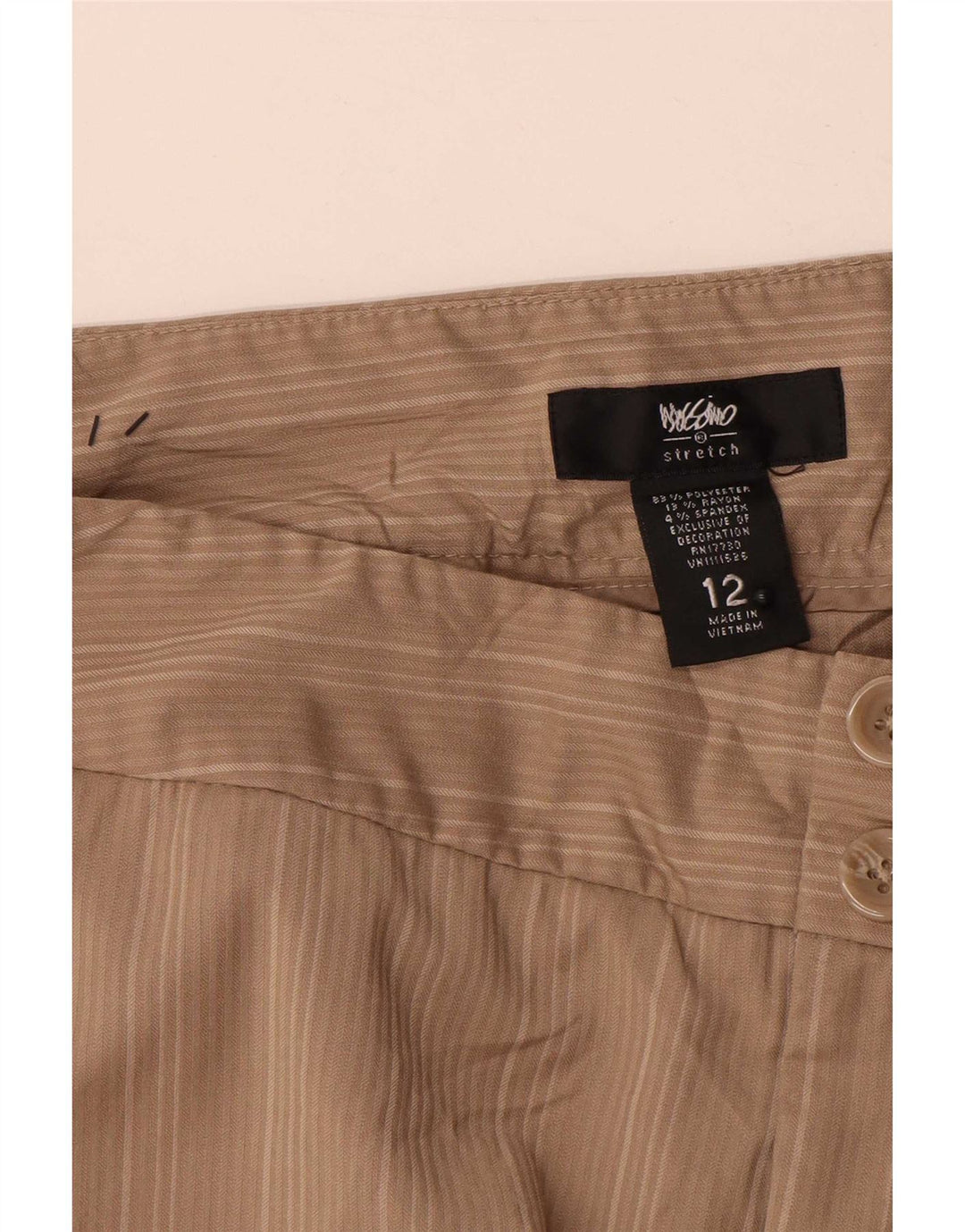Mossimo Γυναικείο σορτς Chino US 12 μεγάλο W32 μπεζ ριγέ πολυεστέρα
