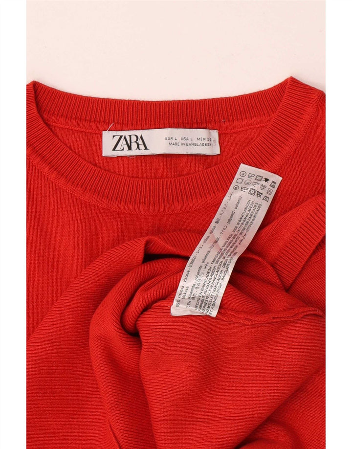 Zara Γυναικείο Γιλέκο Crop UK 14 Μεγάλη κόκκινη βισκόζη