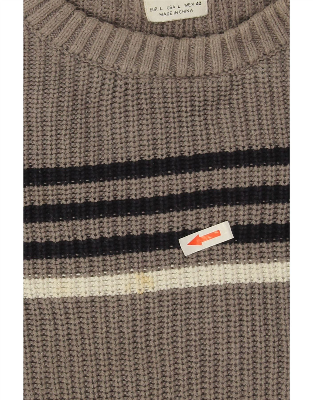 Ανδρικό πουλόβερ Zara Crew Neck Jumper Μεγάλο Γκρι Ριγέ