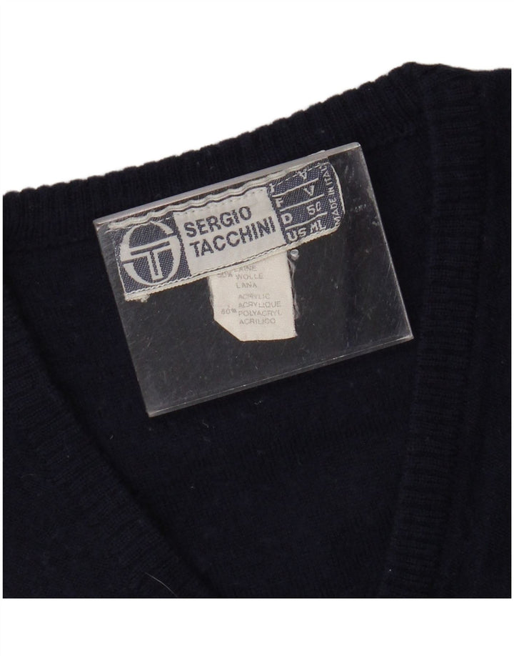 SERGIO TACCHINI Γυναικείο γιλέκο Tank Top UK 14 Medium Navy Blue ριγέ μαλλί