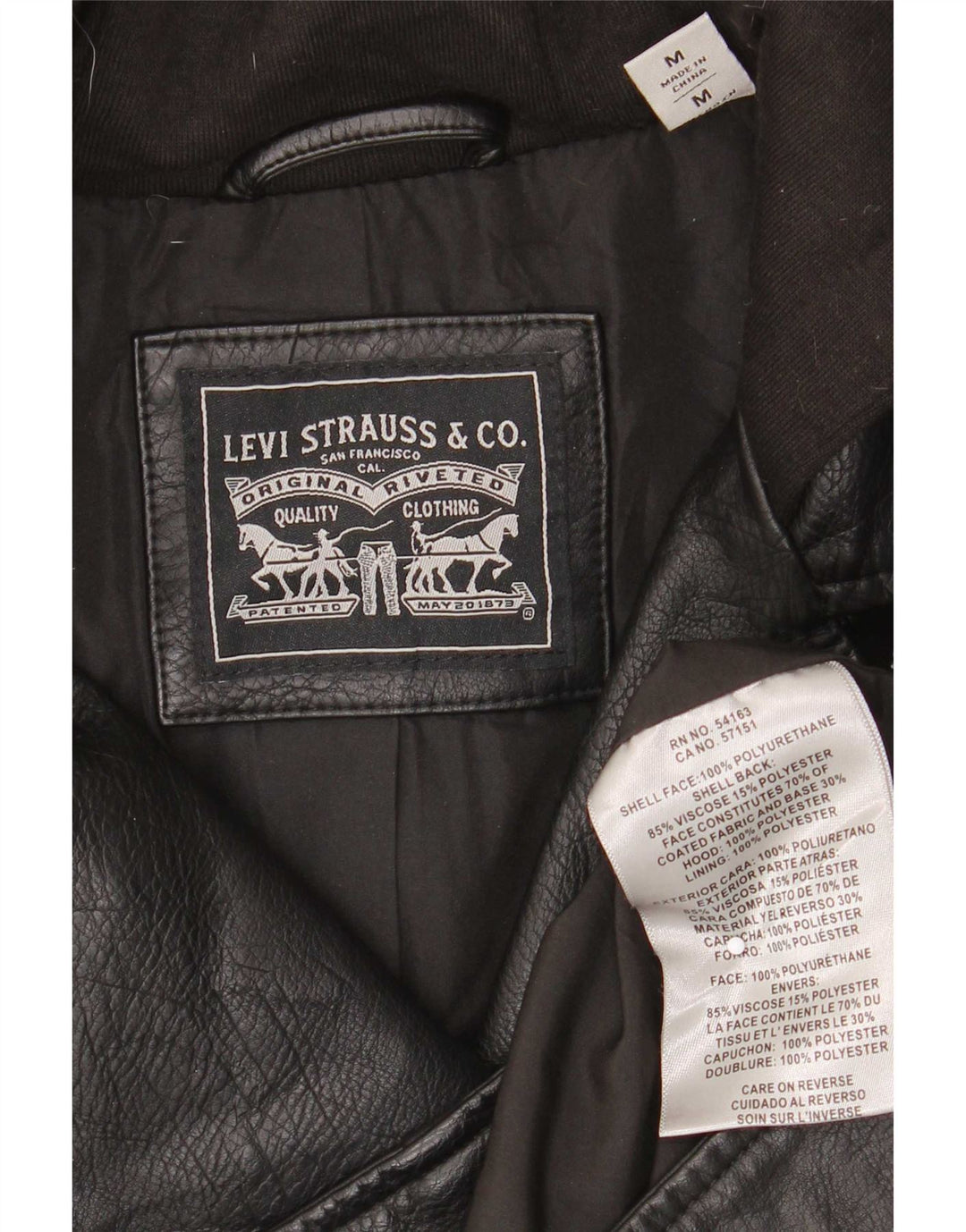 Levi's γυναικείο μπουφάν Biker UK 12 με κουκούλα από συνθετικό δέρμα