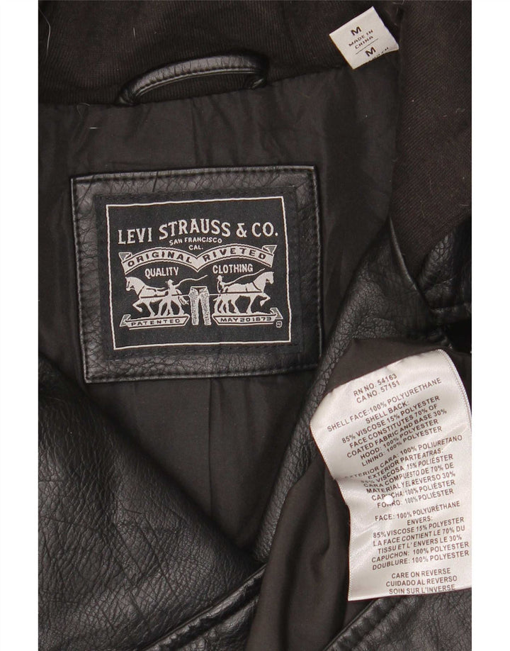 Levi's γυναικείο μπουφάν Biker UK 12 με κουκούλα από συνθετικό δέρμα