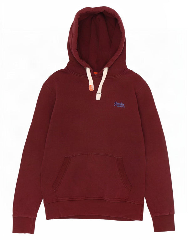 Superdry Ανδρική κουκούλα με κουκούλα, μεγάλο βαμβακερό μπορντό