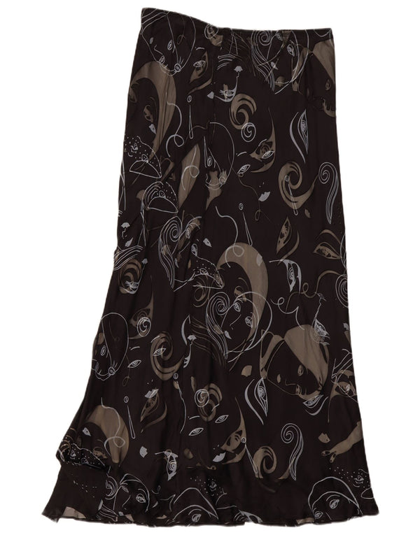 Fenn Wright Manson γυναικεία μάξι φούστα UK 16 Μεγάλη W32 Μαύρο Paisley Silk