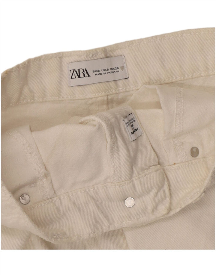 Zara Γυναικεία Τζιν Φούστα Μικρή W28 Λευκή Βαμβακερή