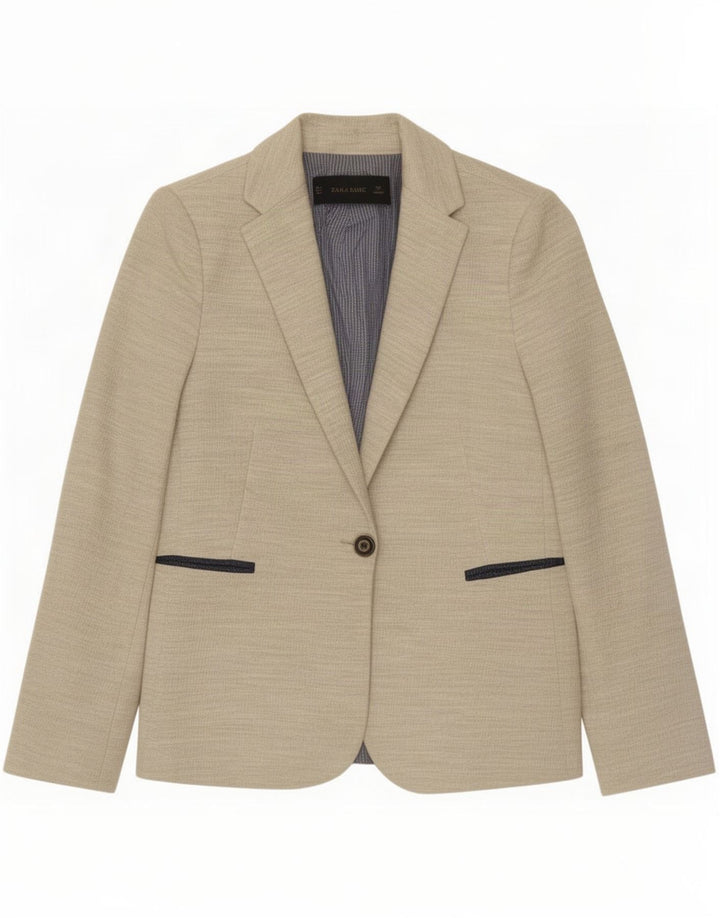 Zara Γυναικείο Μπουφάν 1 Κουμπί Blazer UK 10 Small Beige