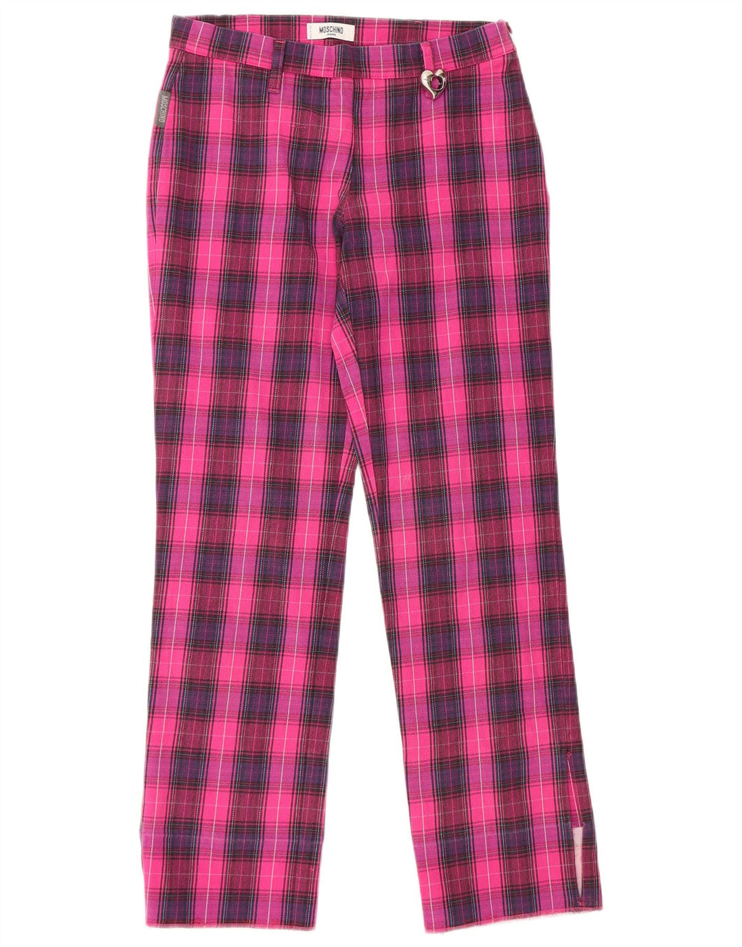 Γυναικείο ίσιο casual παντελόνι MOSCHINO UK 10 Small W28 L28 Pink Check