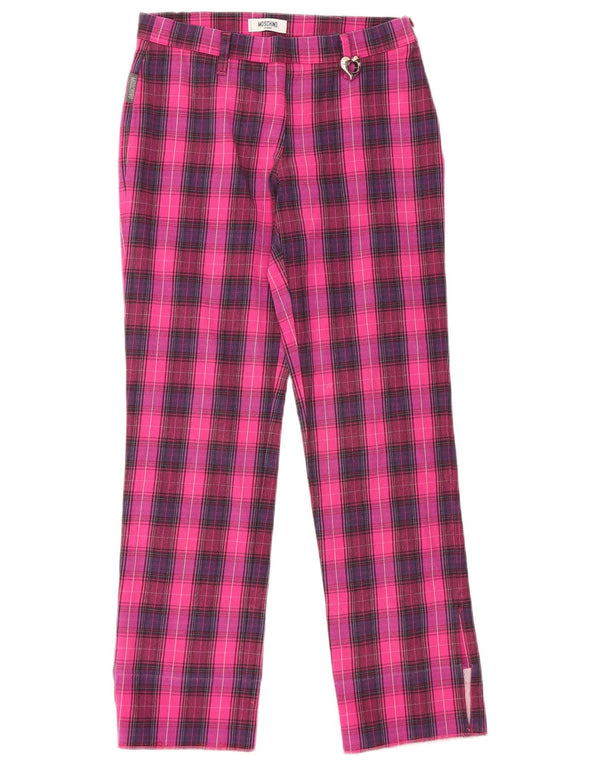 Γυναικείο ίσιο casual παντελόνι MOSCHINO UK 10 Small W28 L28 Pink Check