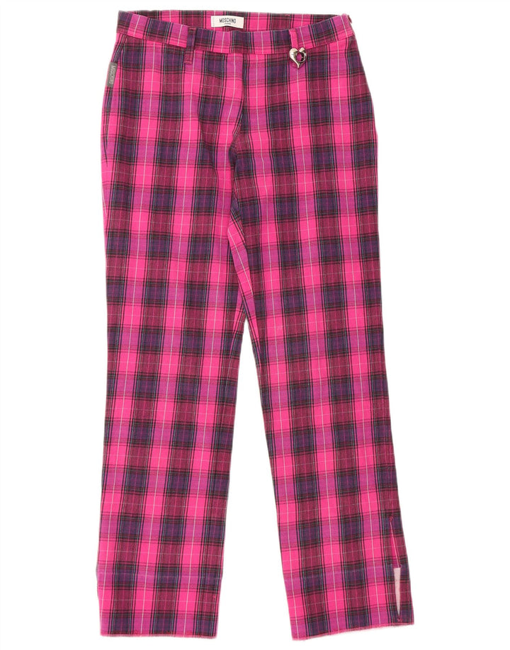 Γυναικείο ίσιο casual παντελόνι MOSCHINO UK 10 Small W28 L28 Pink Check