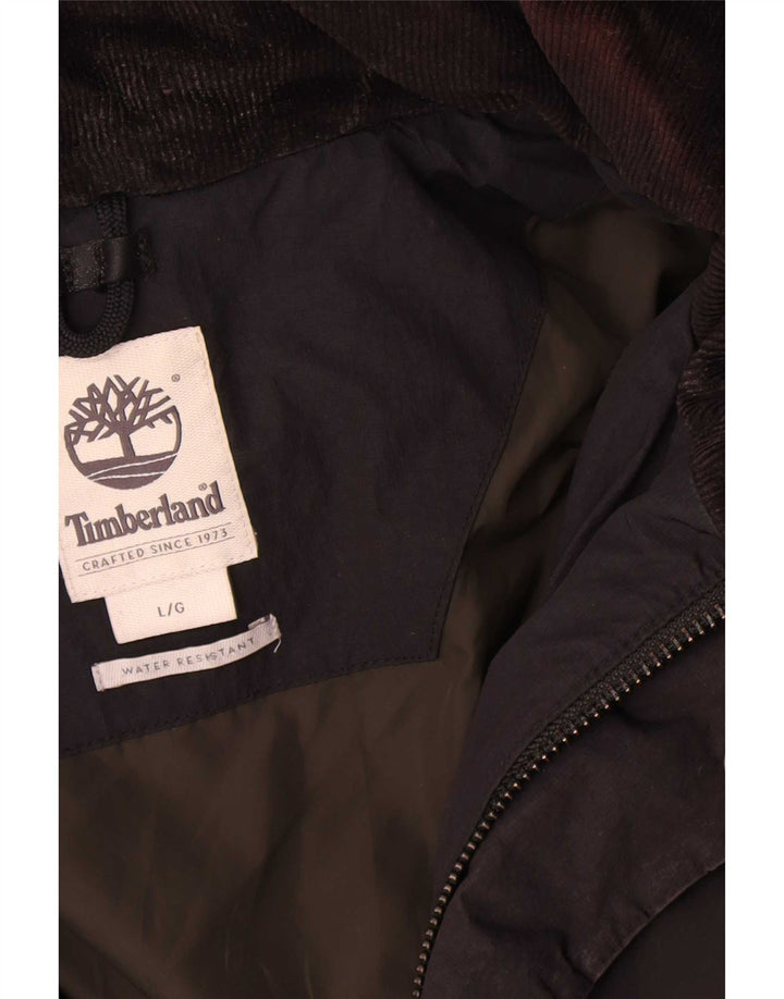 Ανδρικό μπουφάν με κουκούλα Timberland UK 40 μεγάλο μαύρο πολυεστέρα
