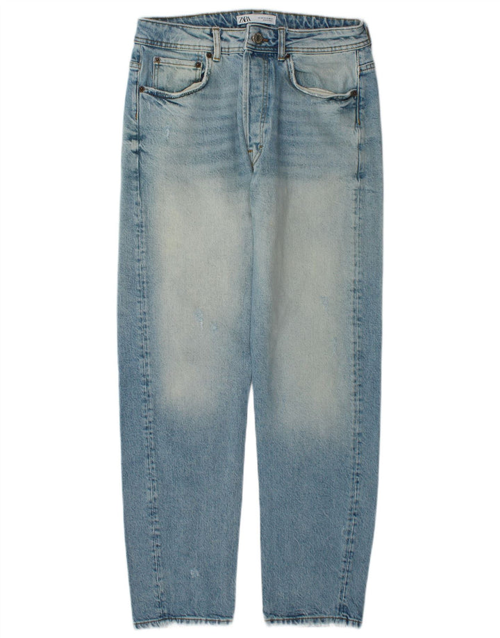 Zara Ανδρικό τζιν ίσιο ταλαιπωρημένο EU 40 Medium W31 L29 Μπλε βαμβακερό