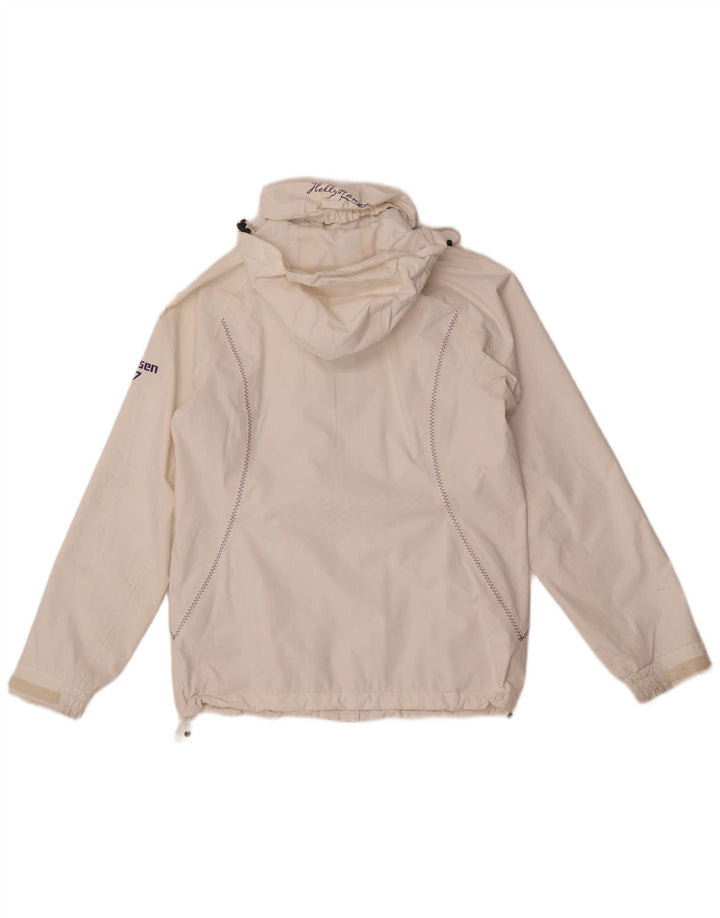 Helly Hansen Γυναικείο μπουφάν βροχής με κουκούλα γραφικών UK 10 Small White Polyamide