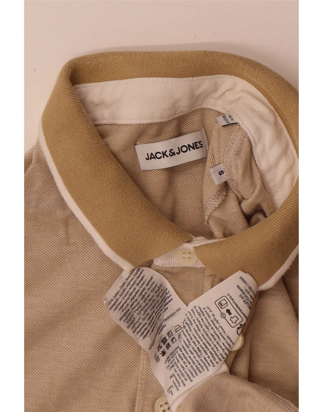 Ανδρικό μπλουζάκι πόλο Jack & Jones, μικρό μπεζ βαμβακερό