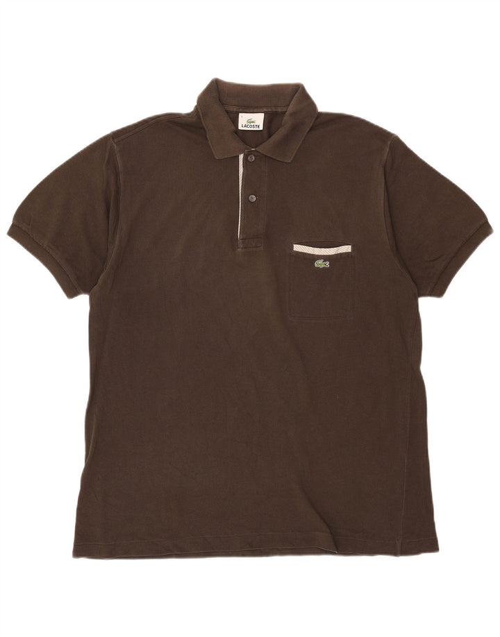 Ανδρικό μπλουζάκι πόλο Lacoste, μέγεθος 5, μεγάλο καφέ βαμβακερό