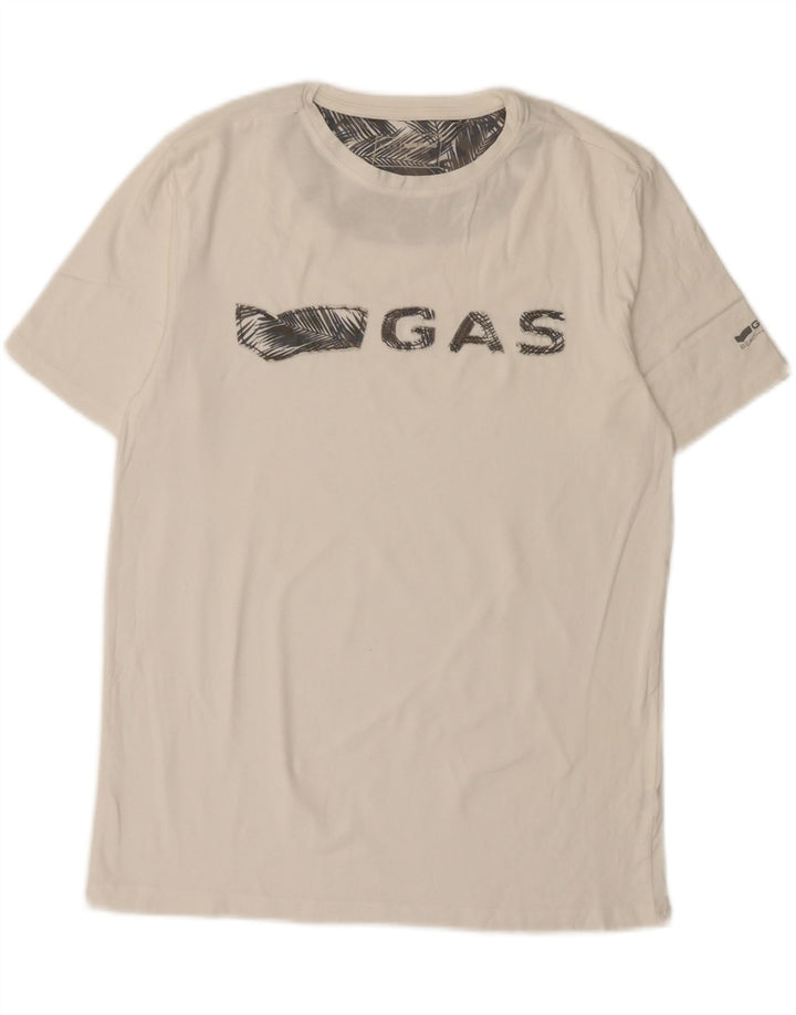 Ανδρικό γραφικό μπλουζάκι Gas Top μεγάλο λευκό βαμβακερό