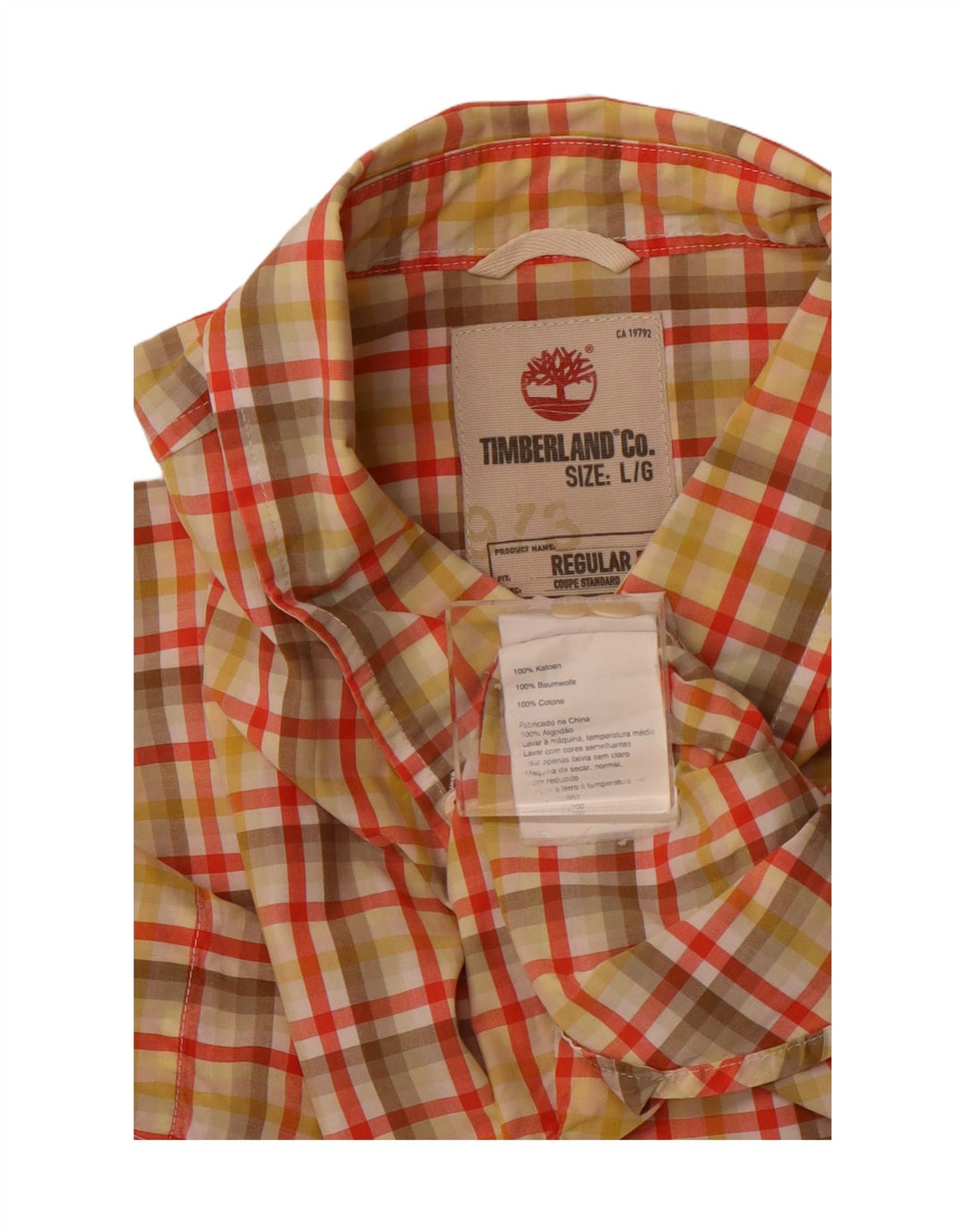 TIMBERLAND Ανδρικά Grant Fit Πουκάμισο κανονικής εφαρμογής Μεγάλο πορτοκαλί καρό