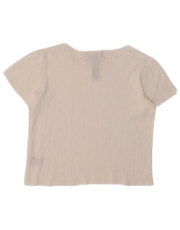 Ralph Lauren Womens Petite Crop T-Shirt Top UK 10 Small White Cotton