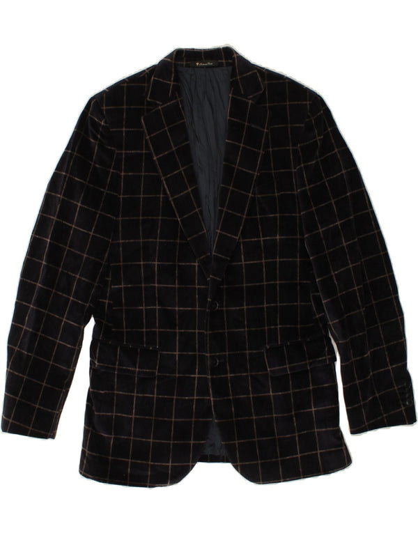 ERMENEGILDO ZEGNA Mens 2 Button Blazer Jacket IT 46 Small Navy Blue Check