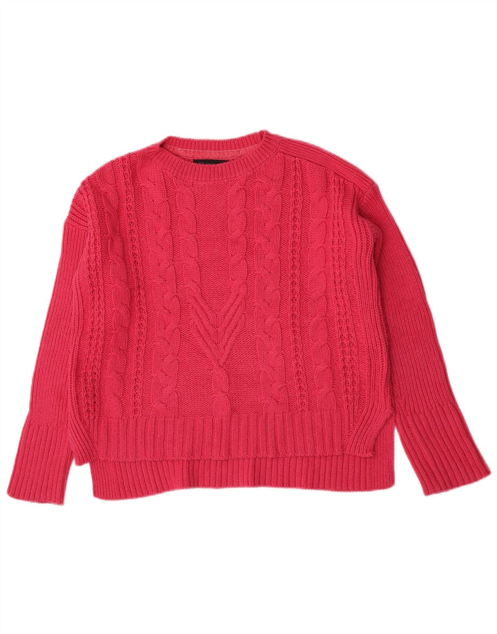 Marks & Spencer Γυναικείο πουλόβερ με λαιμόκαυστο UK 12 μεσαίο ροζ βαμβακερό