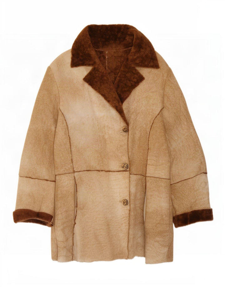 Vintage Γυναικείο Shearling Jacket UK 14 Medium Brown