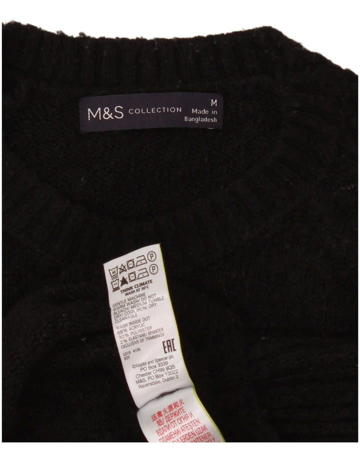 Marks & Spencer Γυναικείο πουλόβερ Crop Crew Neck Jumper UK 14 Medium Black