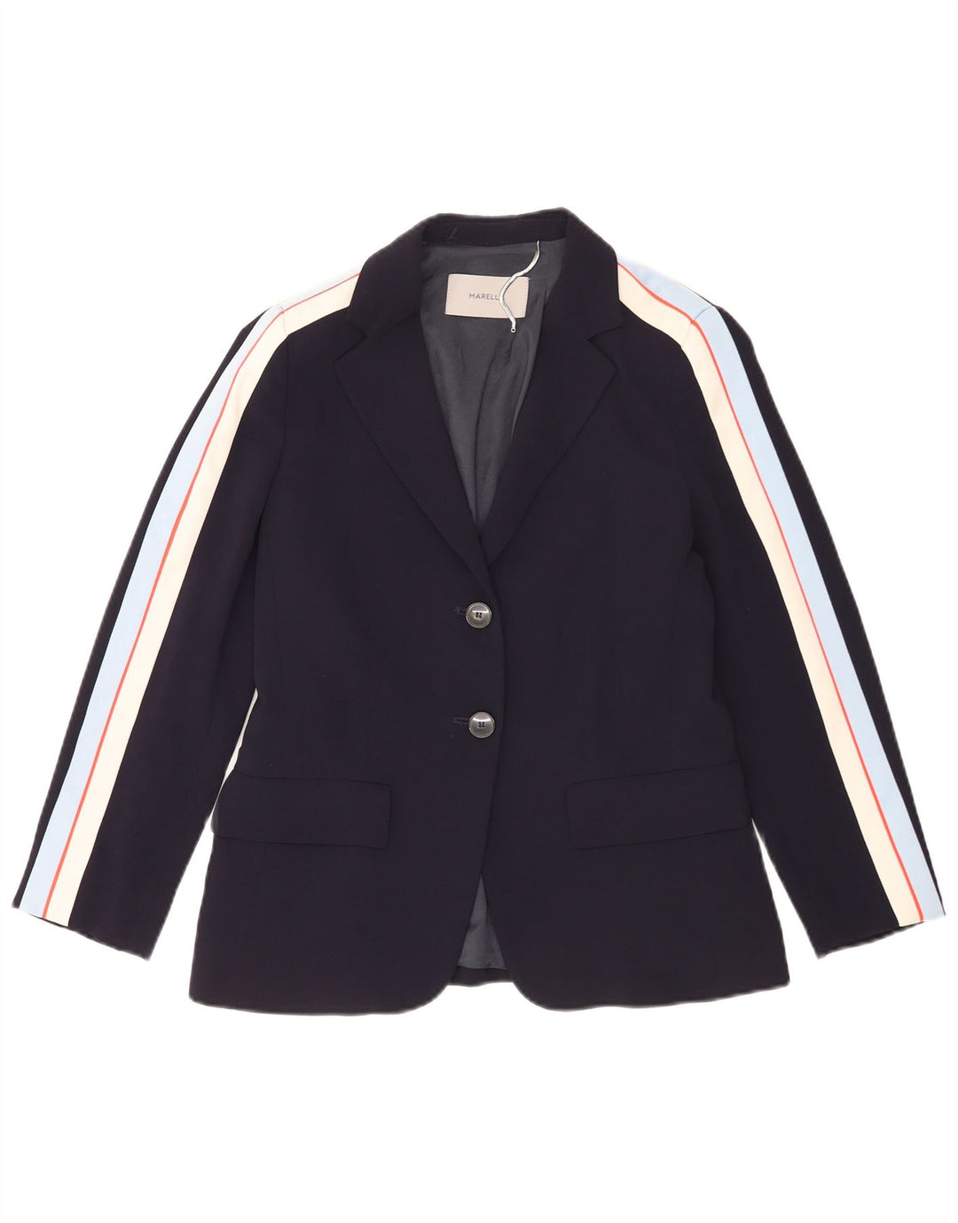Marella Γυναικείο σακάκι με 2 κουμπιά UK 8 Small Navy Blue ριγέ οξικό