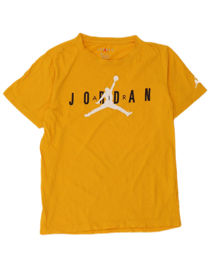 JORDAN Boys Graphic T-Shirt Top 13-14 ετών XL Κίτρινο βαμβακερό
