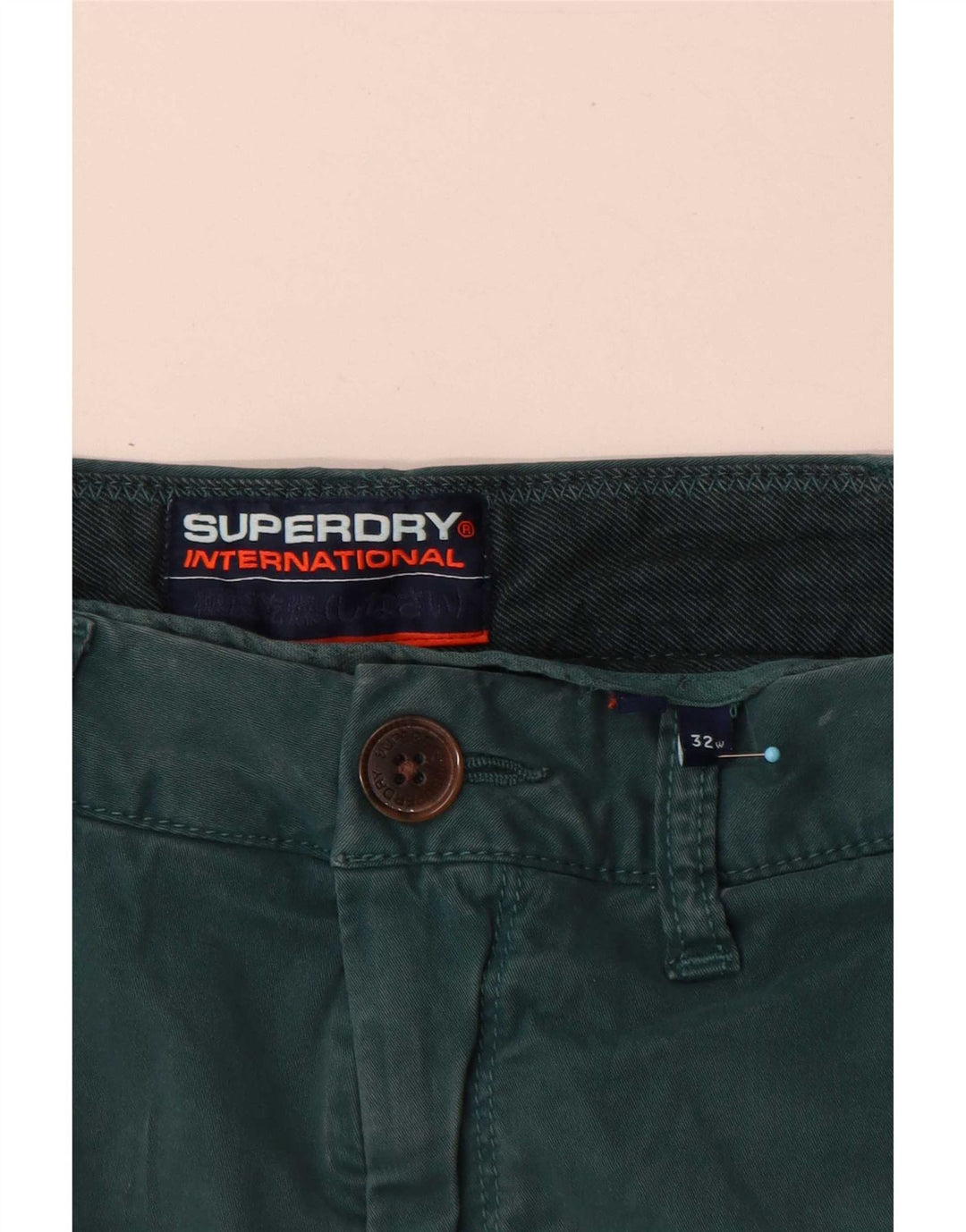 Ανδρικό κανονικό σορτς chino Superdry W32 Μεσαίο πράσινο βαμβακερό
