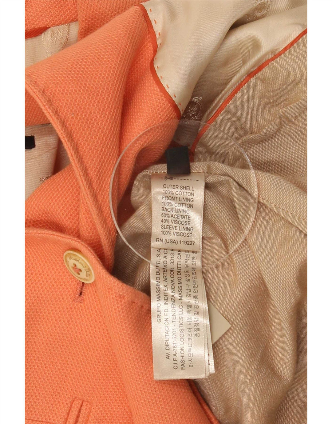Massimo Dutti Γυναικείο σακάκι 1 κουμπιού EU 38 Small Orange Cotton