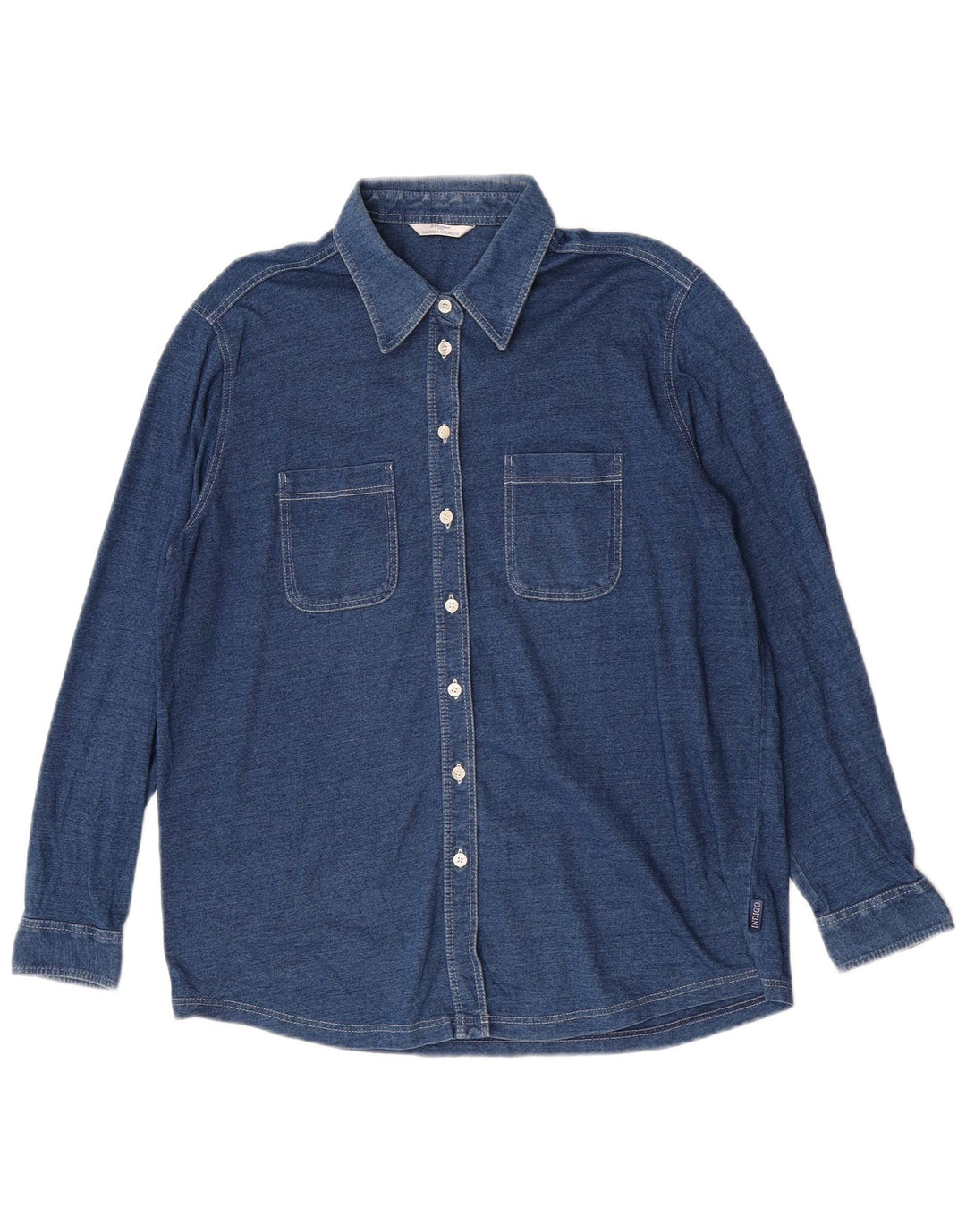 Marks & Spencer Γυναικείο πουκάμισο UK 14 Medium Navy Blue βαμβακερό