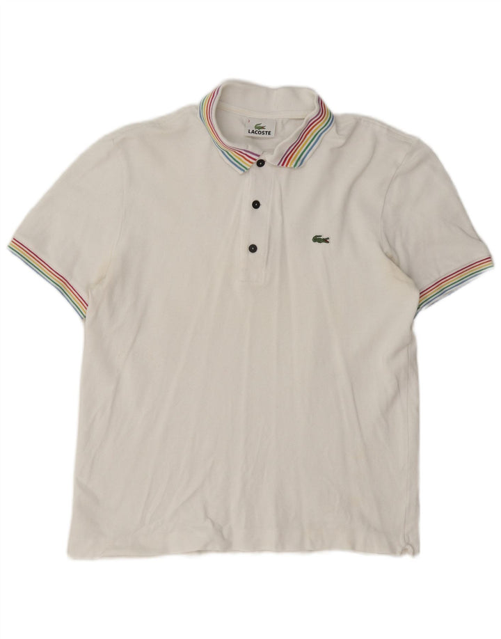 Ανδρικό πουκάμισο πόλο Lacoste, μέγεθος 3, μικρό λευκό βαμβακερό