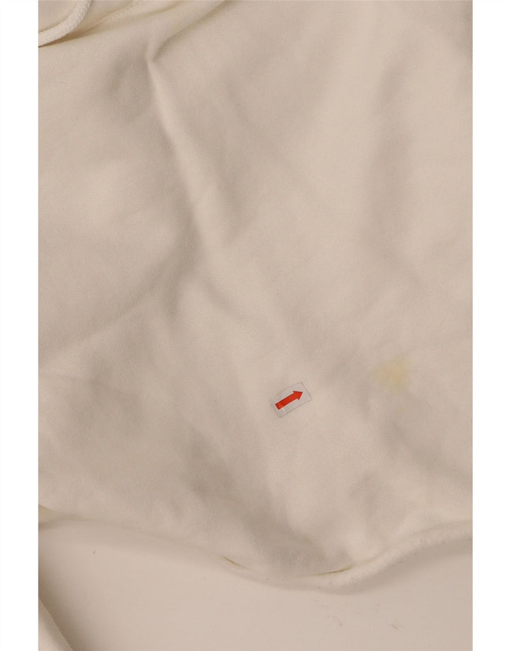 CHAMPION Womens Crop Hoodie Jumper UK 10 Small Off White Βαμβακερό