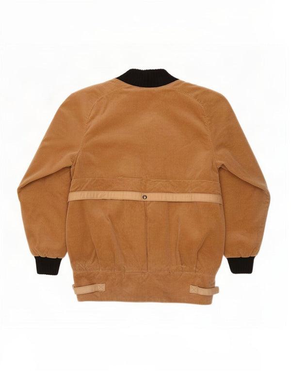 Vintage γυναικείο κοτλέ μπουφάν UK 14 Large Beige Colourblock