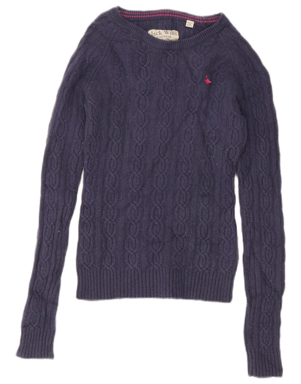 Jack Wills Γυναικείο πουλόβερ με λαιμόκαυστο UK 10 Small Navy Blue Wool