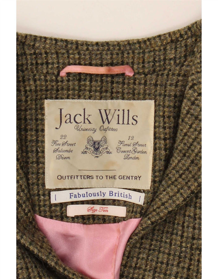 Jack Wills γυναικείο σακάκι 3 κουμπιών UK 10 Small Khaki Houndstooth Wool
