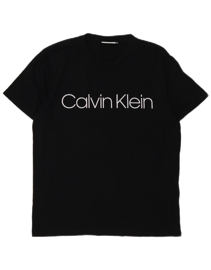 Ανδρικό γραφικό T-shirt CALVIN KLEIN Τοπ μεσαίο μαύρο βαμβακερό