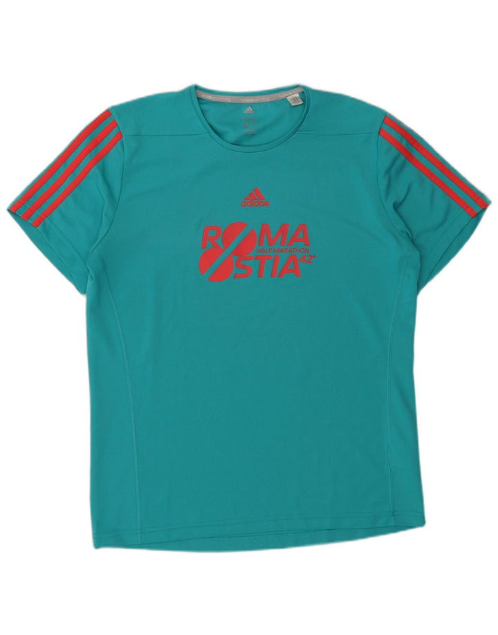 Ανδρικό γραφικό T-Shirt Adidas Roma Top Μεσαίο Τυρκουάζ Πολυεστέρας