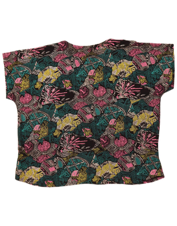 VINTAGE Γυναικεία Loose Fit Μπλούζα Τοπ UK 18 XL Πολύχρωμη Γεωμετρική