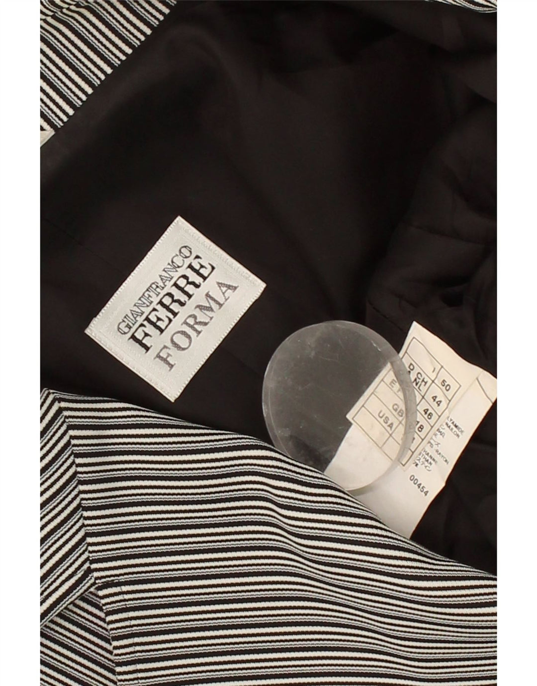 GIANFRANCO FERRE Womens 3 Button Blazer Jacket UK 18 XL Grey Striped