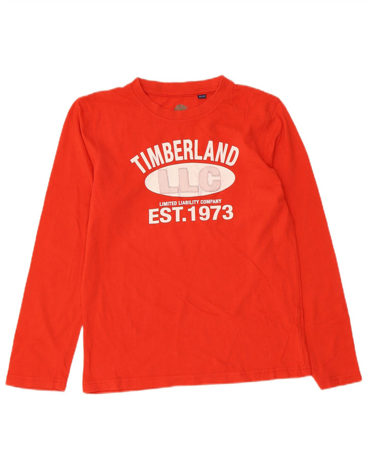 TIMBERLAND Boys Graphic Top Long Sleeve 9-10 Years Red