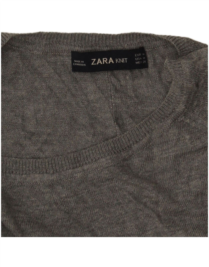 Zara Γυναικείο πουλόβερ με λαιμόκοψη UK 14 Medium Grey