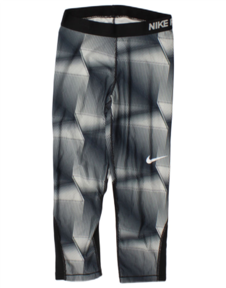 Γυναικεία κολάν Nike Dri Fit Capri UK 12 Μεσαίου Γκρι γεωμετρικού πολυεστέρα