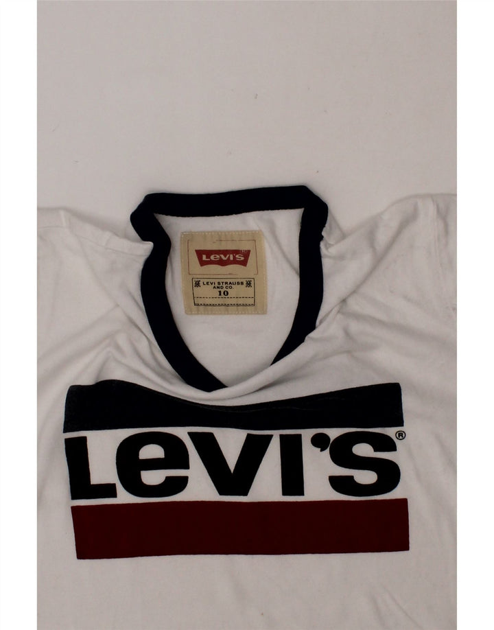 LEVI'S Boys Graphic T-Shirt Top 9-10 Years White Vintage Levi's and Second-Hand Levi's from Messina Hembry 