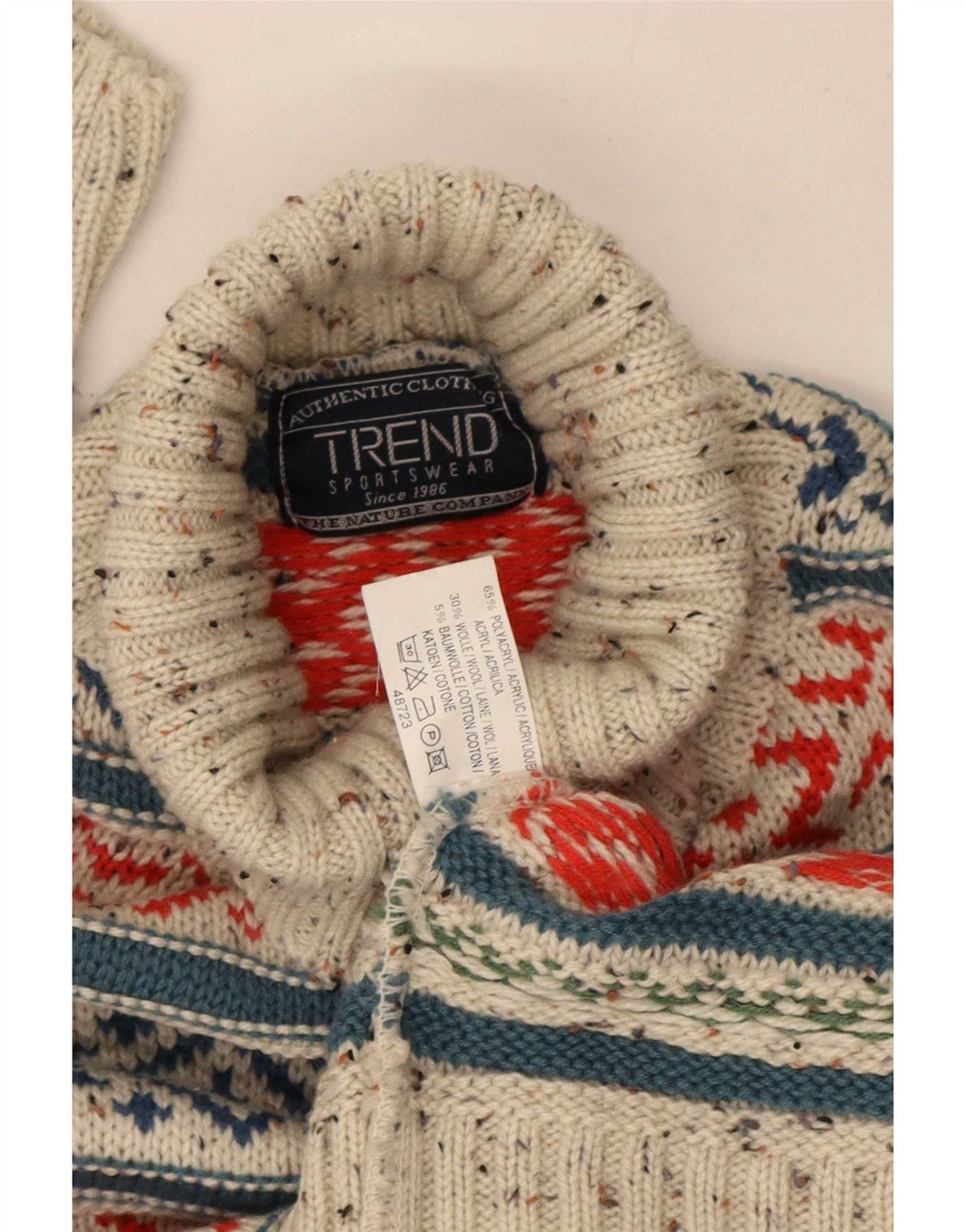 Ανδρικό πουλόβερ Trend Roll Neck Jumper Medium Grey Fair Isle Acrylic